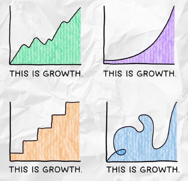 four different graphs showing “This is growth.” proving there is more than one way to grow. 