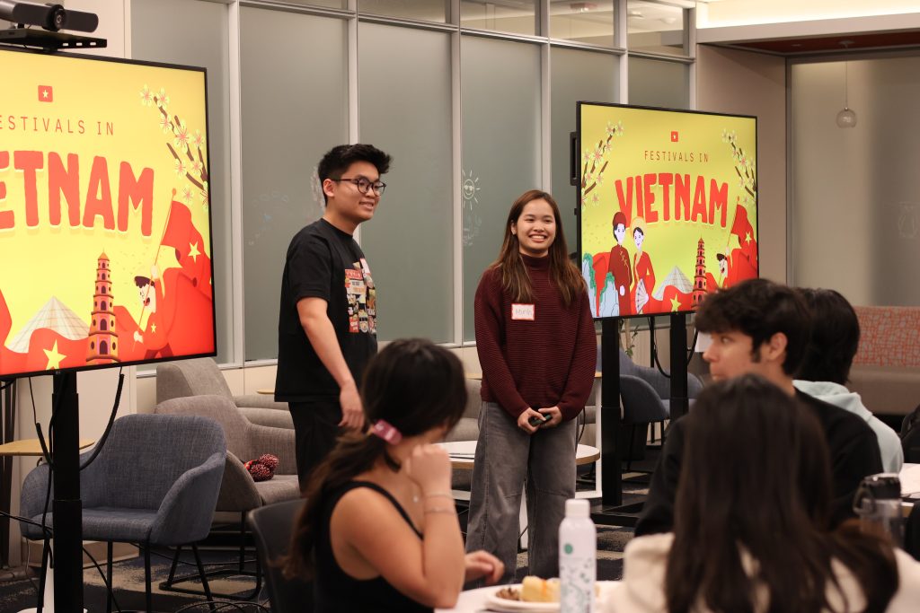 Student leaders from the Vietnamese International Student Association present about Vietnamese festivals