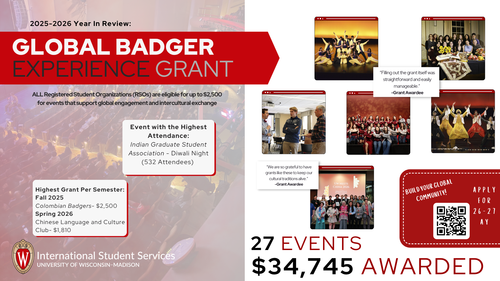 Slide summarizing the GBEG Awards for 2025-2026.