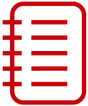 *Icon: Lined paper with spiral ring on side, red*