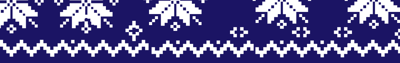*Border, pixelated white snowflakes on dark blue background*