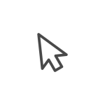 icon: arrow shaped outlined computer cursor pointing to the upper left of the frame