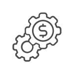 icon: two gears with a dollar sign inside one