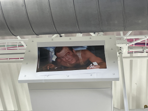 *Image of Bruce Willis as John McClane from "Die Hard" put up in office space*