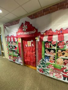 8Santas workshop sheet hung on wall, festive and colorful*