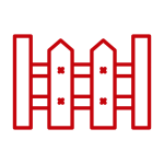 icon: four fence posts with pointed and square tops, connected by two horizontal bars