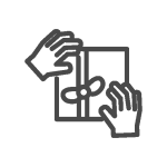 icon: gift wrapping with two hands and bow