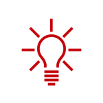 icon: lightbulb lit with radiating lines outward