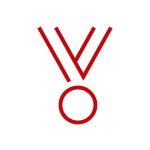 icon: round award medal hanging in red outline