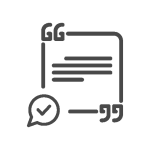 icon: quote and writing in word bubble with checkbox