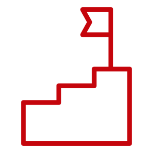 *Icon: Steps with flag at top, red*