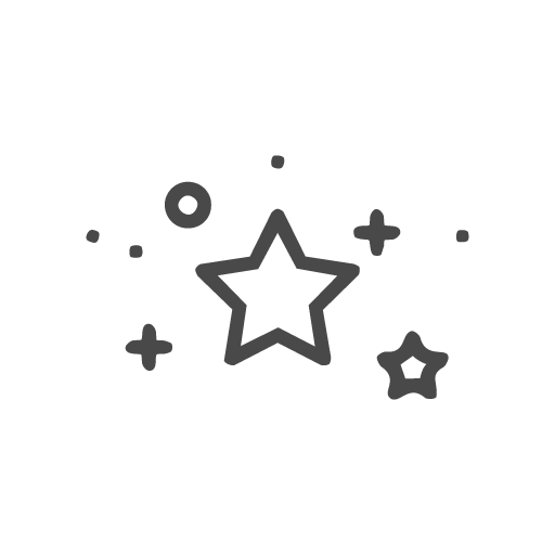 icon: stars and sparkles in dark gray outline