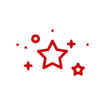 icon: stars and sparkles in red outline