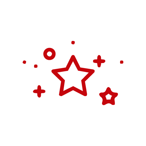 icon: stars and sparkles in red outline