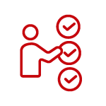 icon: person pointing to circles with checkmarks inside them to make choices