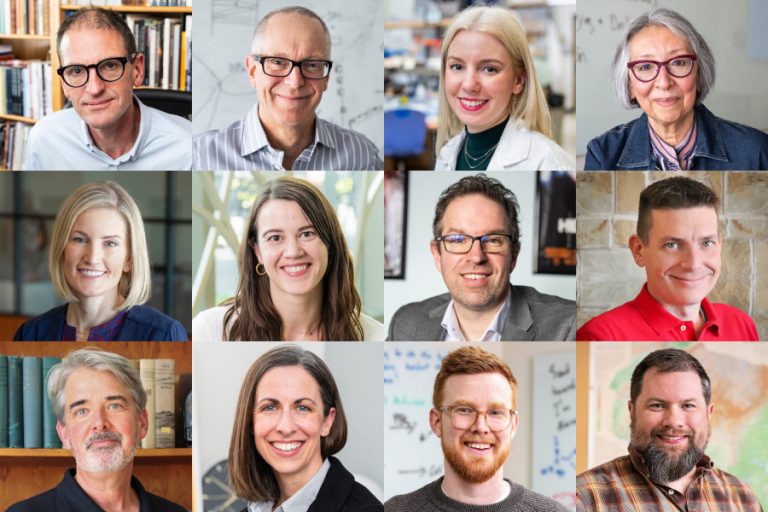Grid of headshots of the 12 distinguished teaching award recipients