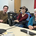 From left to right, Jack Hoselton, Stasia Wilson, and Julie Schears prepare to meet virtually with Wisconsin legislators