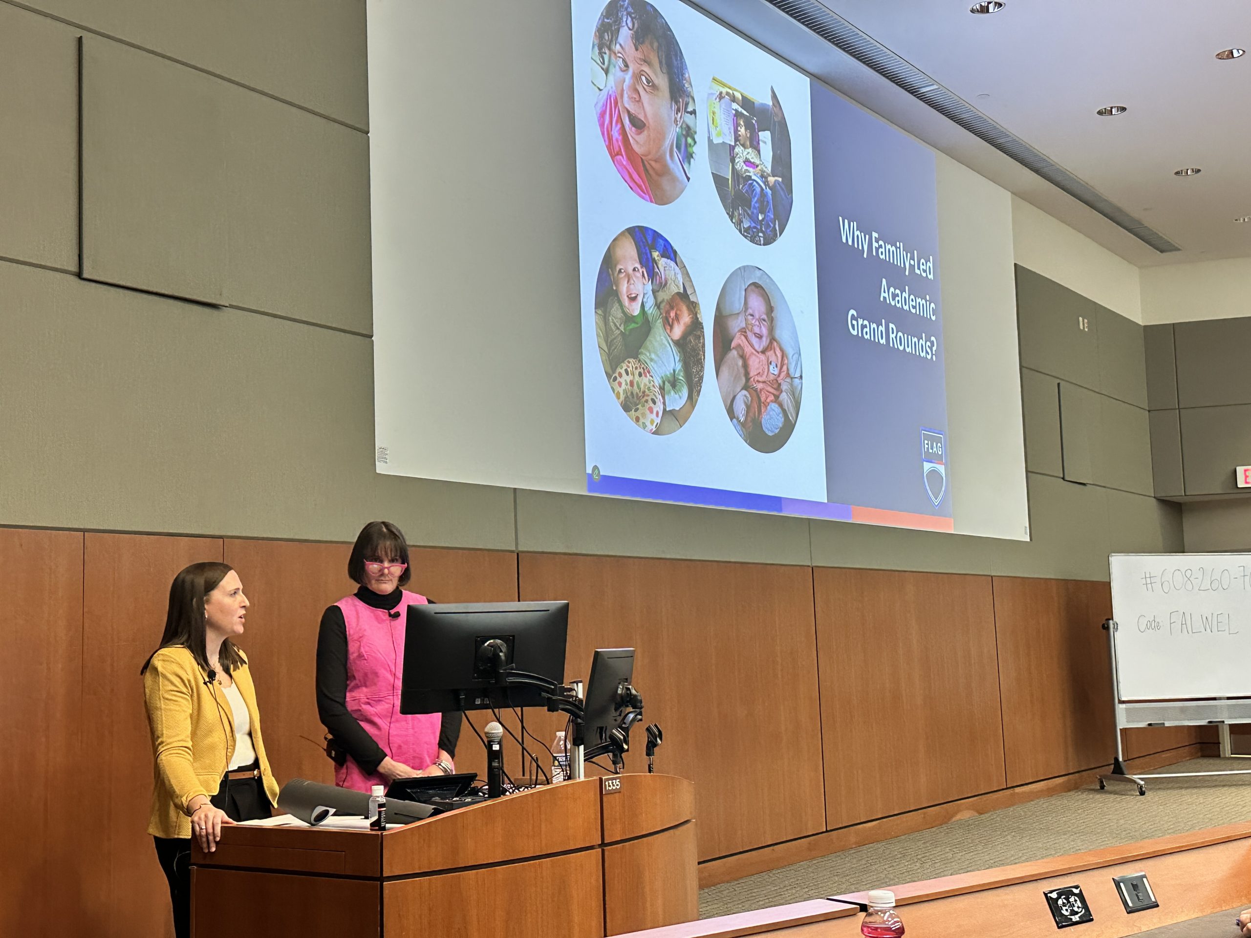 Danielle Gerber and Cara Coleman giving a presentation