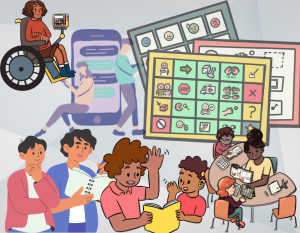 Graphic with different forms of alternative and augmentative communication and other communication methods