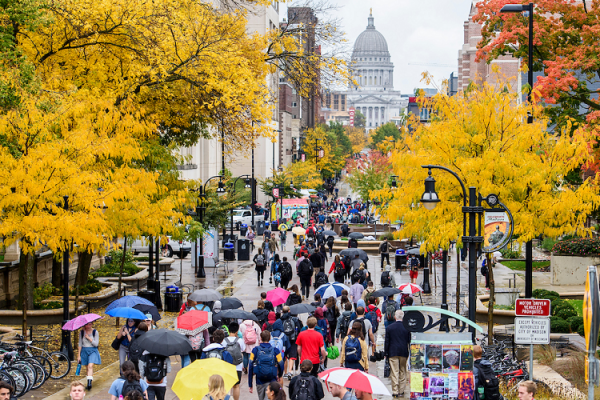 Library Mall, fall, with view of Capitol